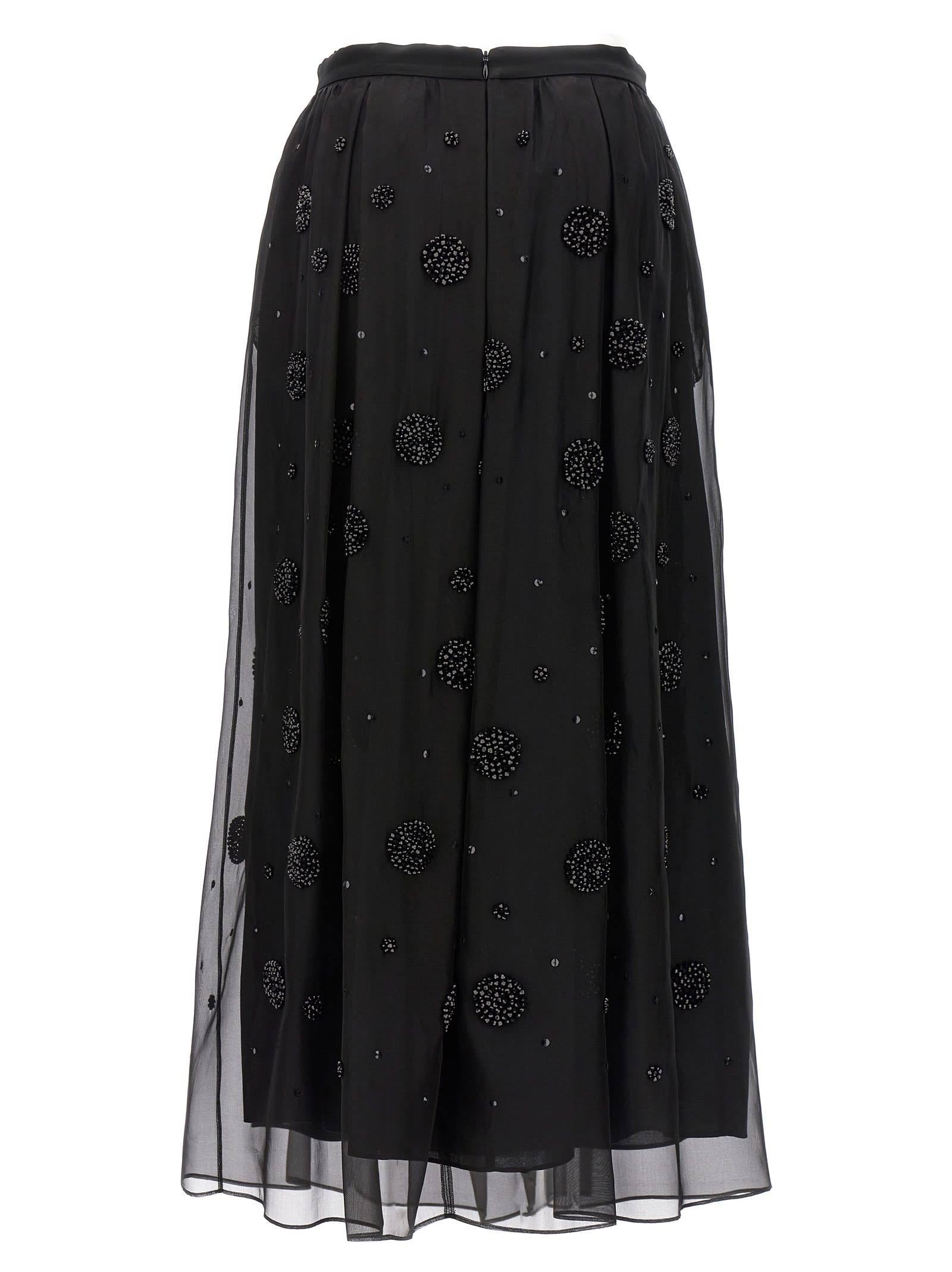 Max Mara All-over Embellished Long Skirt In Black