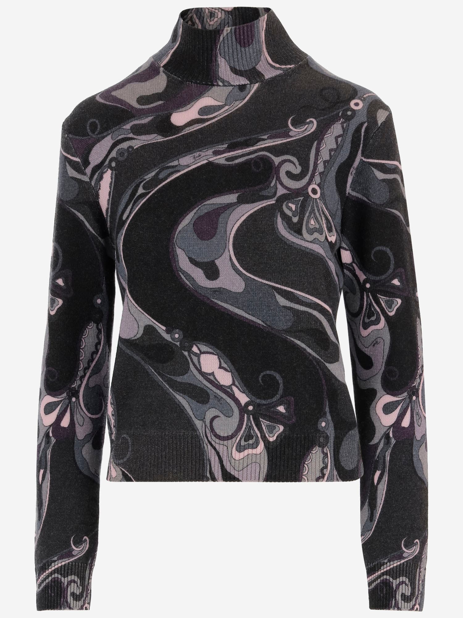 Pucci Orchid Print Wool Sweater In Multi