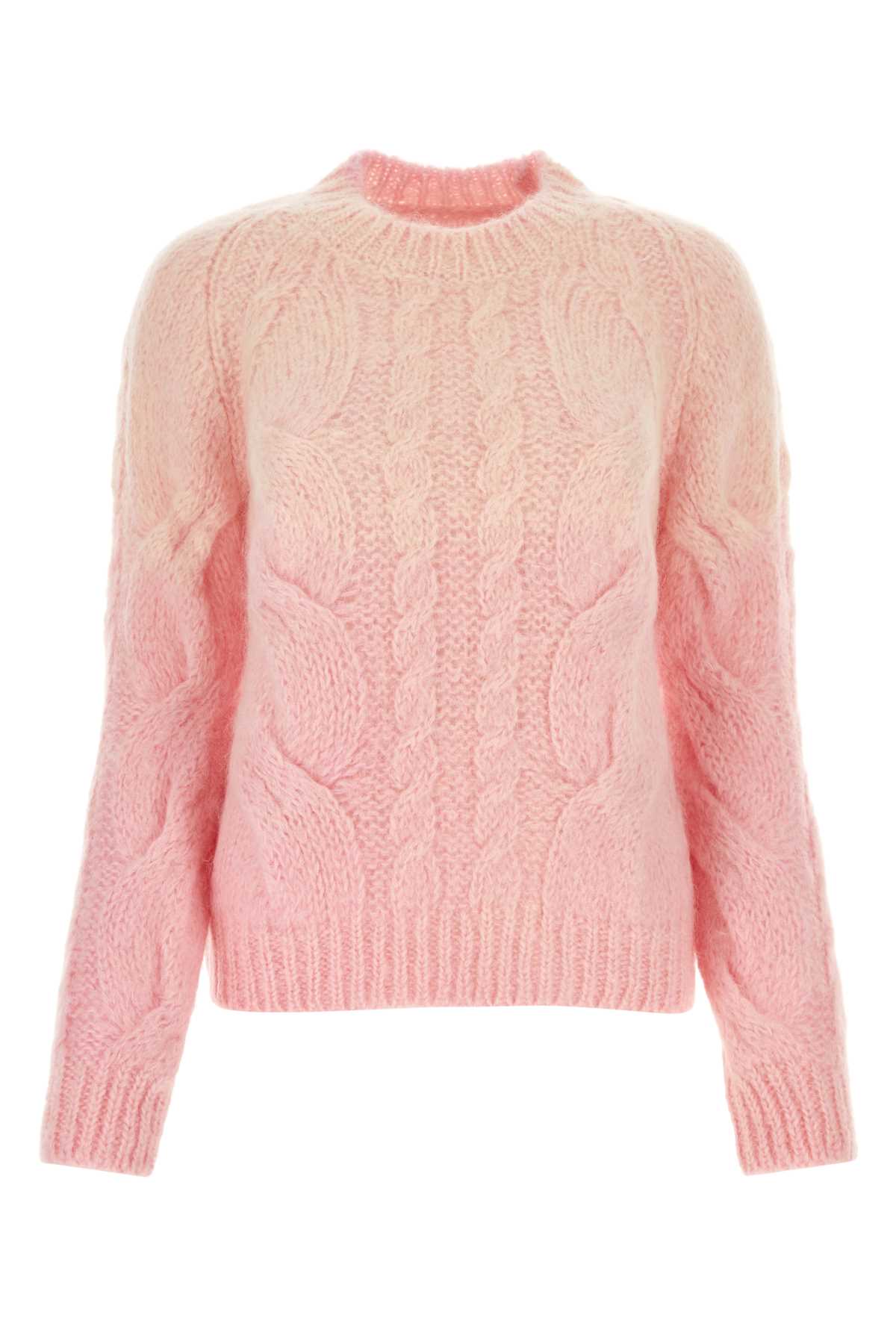 Maison Margiela Cable Knit Mohair Blend Sweater In Pink