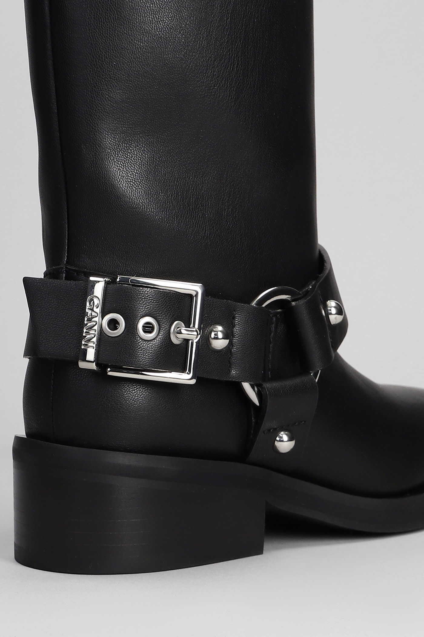 Shop Ganni Boots In Black Synthetic Leather