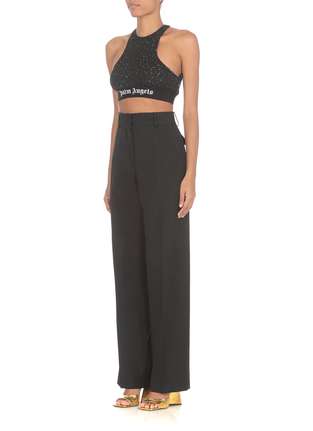 Palm Angels Cropped Track Pants In Black