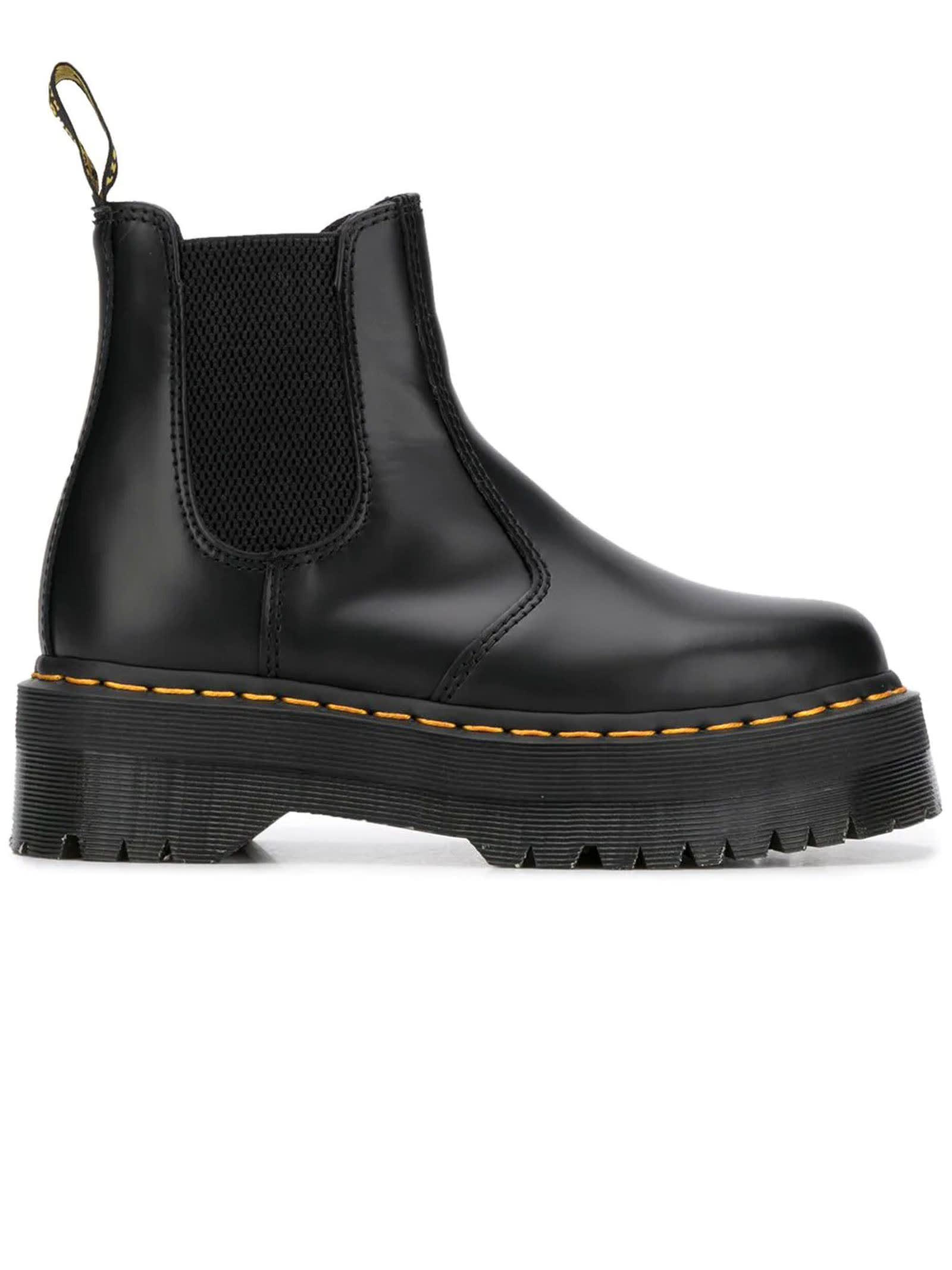 Shop Dr. Martens' Chelsea 2976 Black Leather Boots In Black Polished Smooth