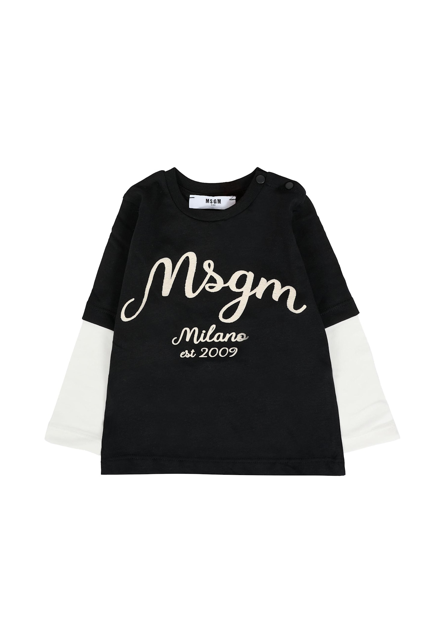 Msgm Black T-shirt For Baby Boy With Logo In Black