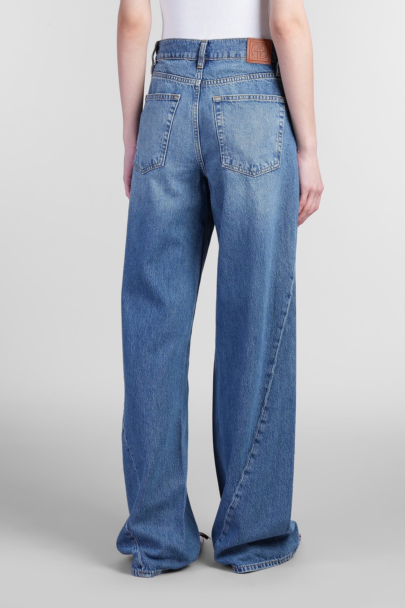 Shop Anine Bing Brie Jeans In Blue Cotton