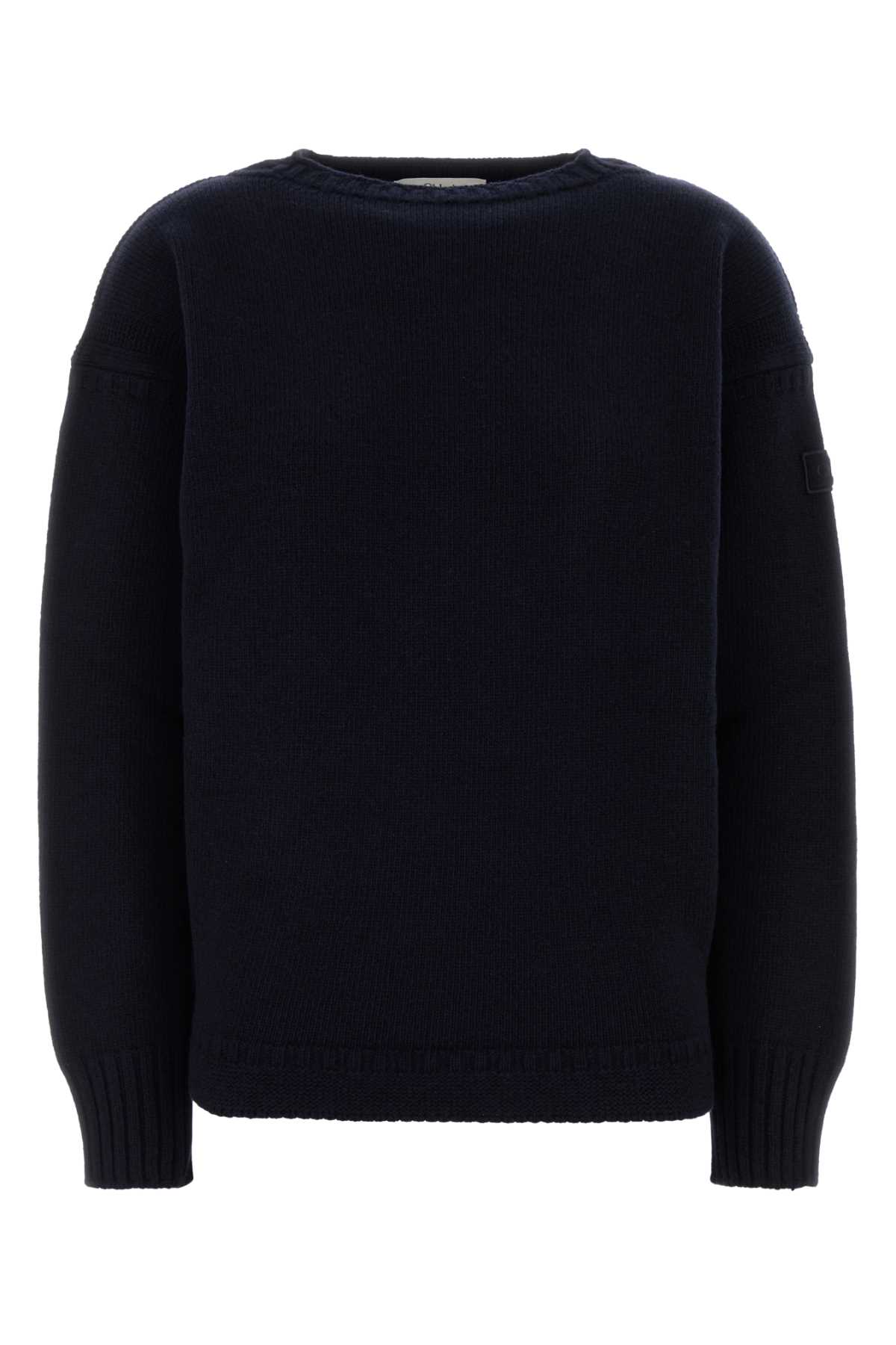Chloé Navy Wool-cashmere Blend Oversized Jumper In Blue
