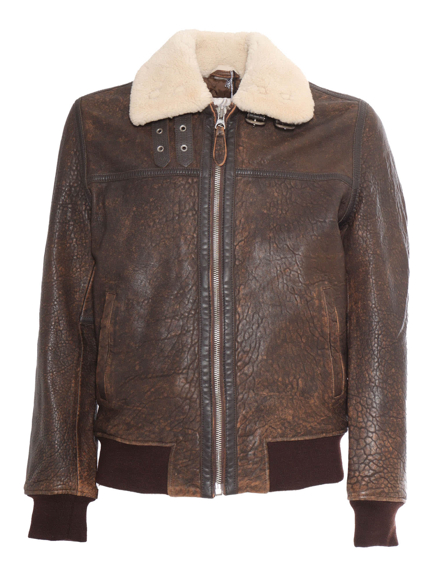 Shop Schott Leather Jacket In Brown