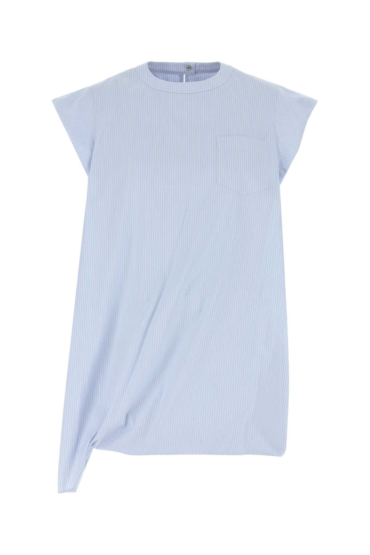 Shop Sacai Embroidered Poplin Top In Lbluestripe