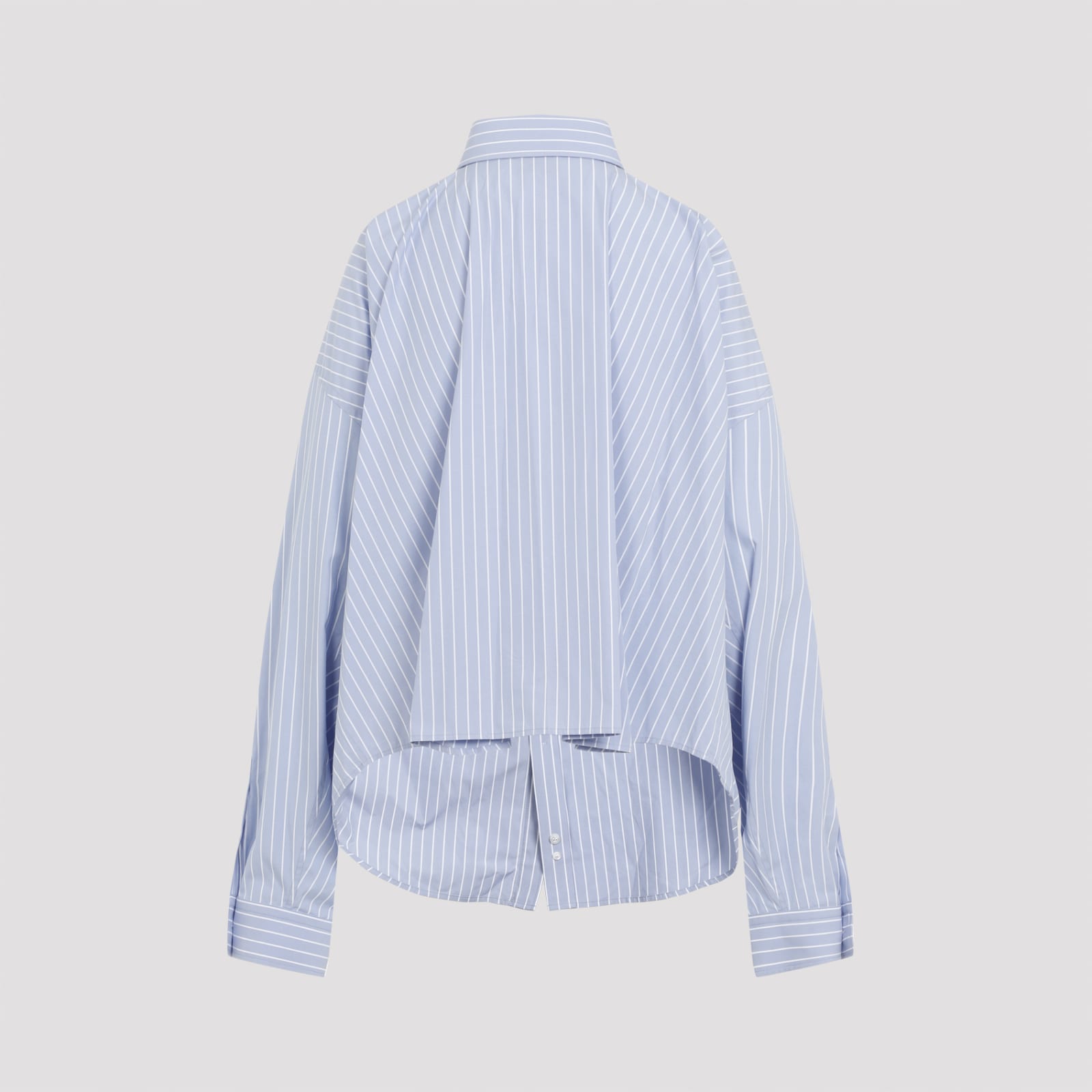 Shop Balenciaga Asymmetric Shirt In Sky Blue White