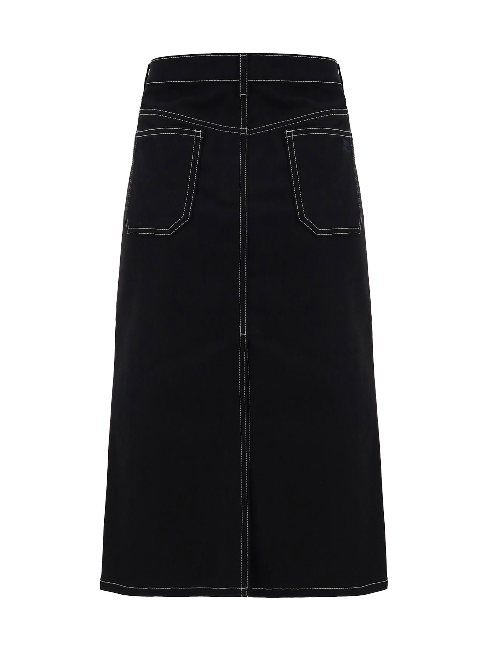 Shop Courrèges Denim Skirt In Black/white