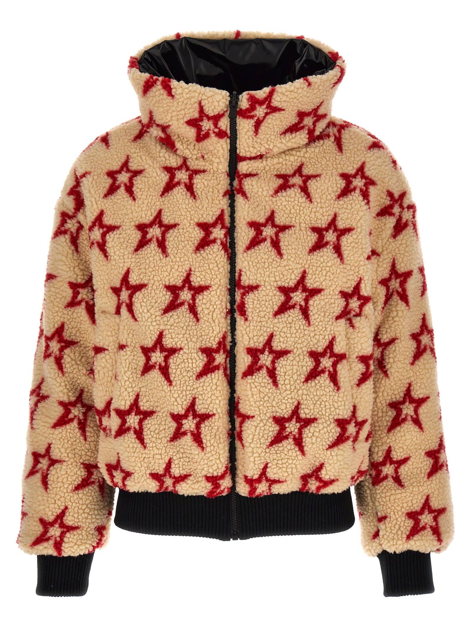 Shop Perfect Moment Reversible Faux Shearling Reversible Down Jacket In Multicolor