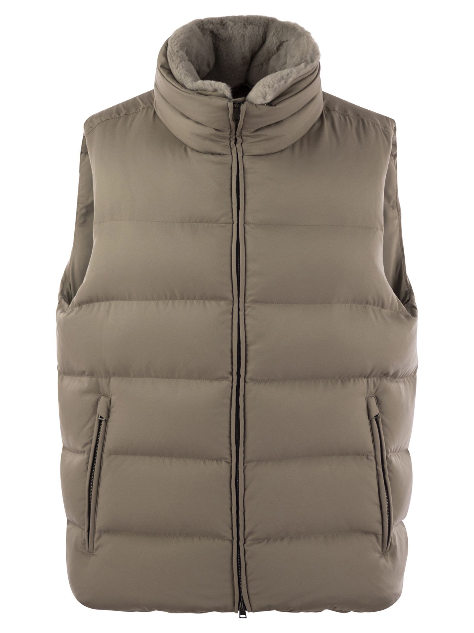 Down-filled Waistcoat With Fur Insert