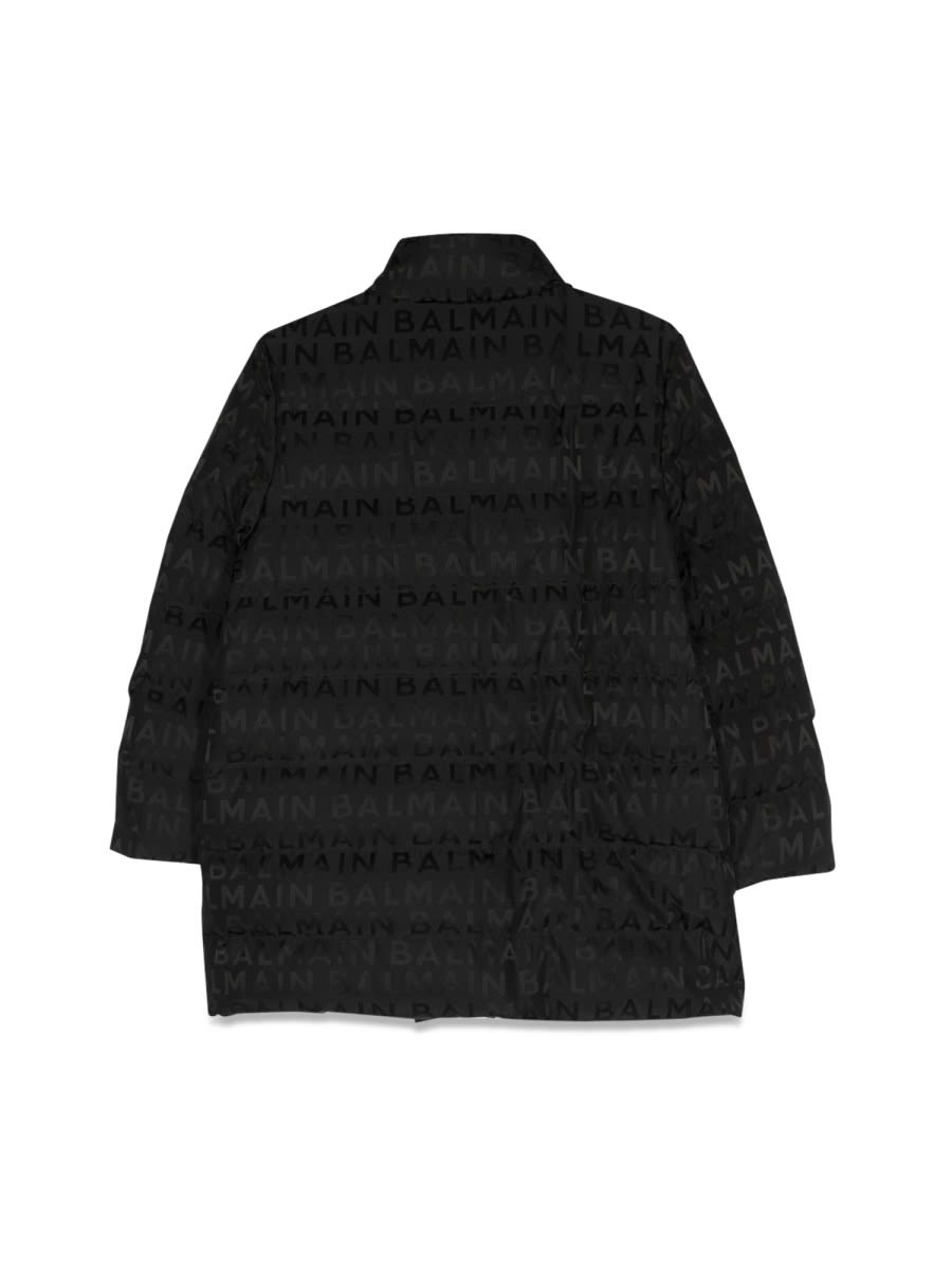 Shop Balmain Double-breasted Down Jacket In Black
