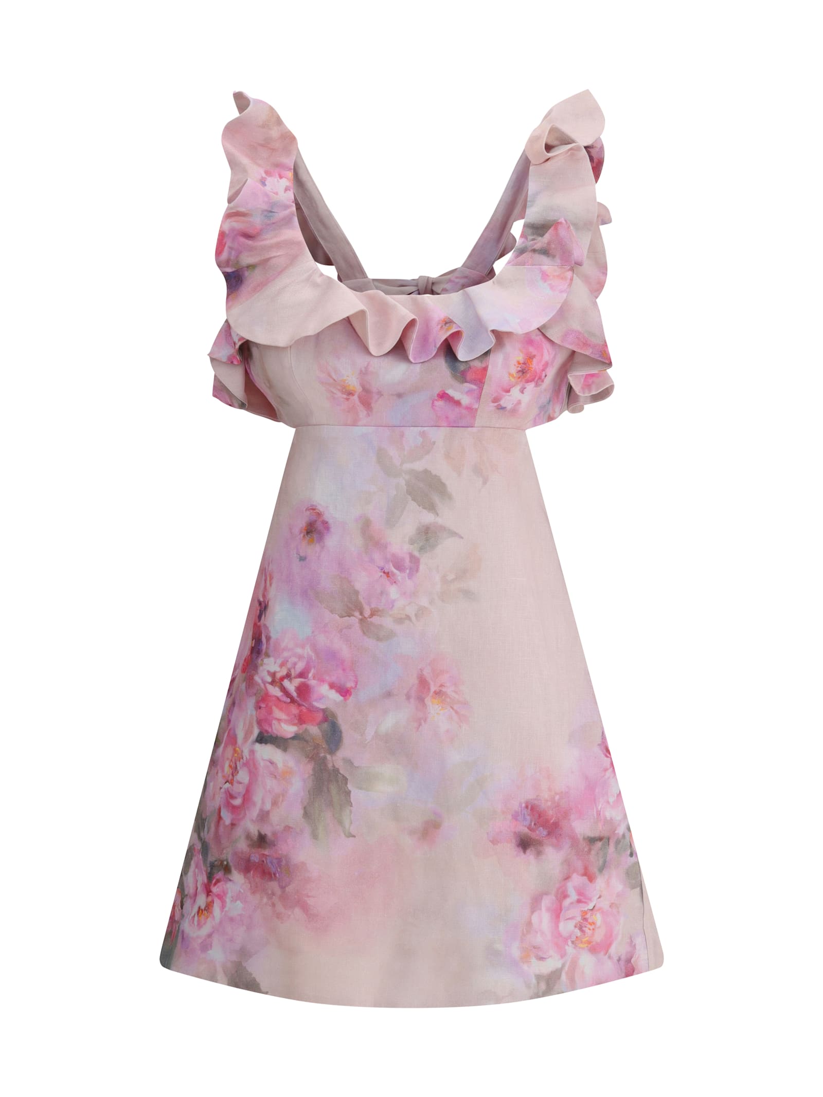 Zimmermann Crush Frill Mini Dress In Multi