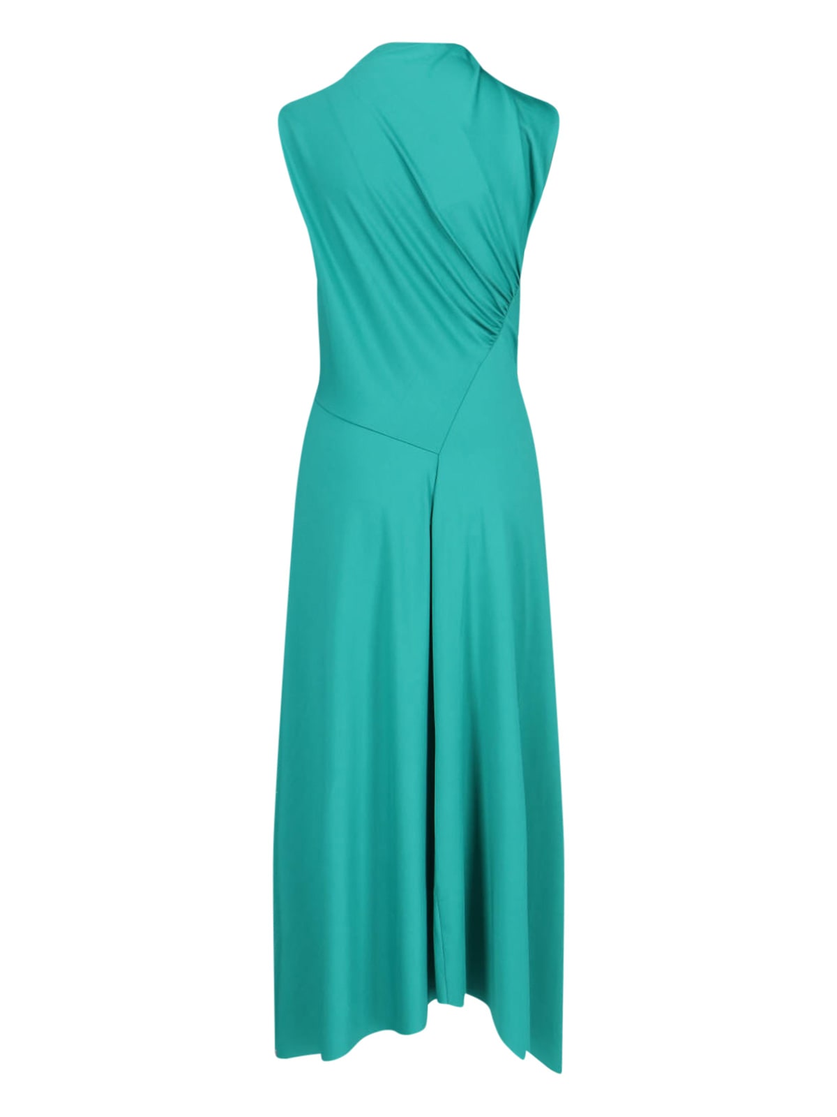 Victoria Beckham Womens Peacock Drape Front Assymmetric Stretch-jersey Maxi Dress In Green