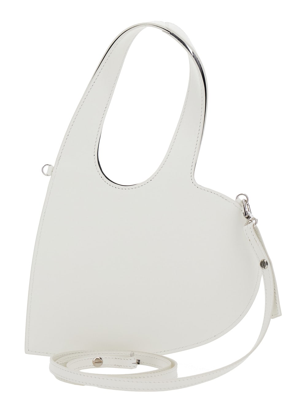 COPERNI BABY HEART WHITE HEART SHAPED CROSSBODY BAG WITH ADJUSTABLE AND REMOVABLE SHOULDER STRAP IN LEATHER