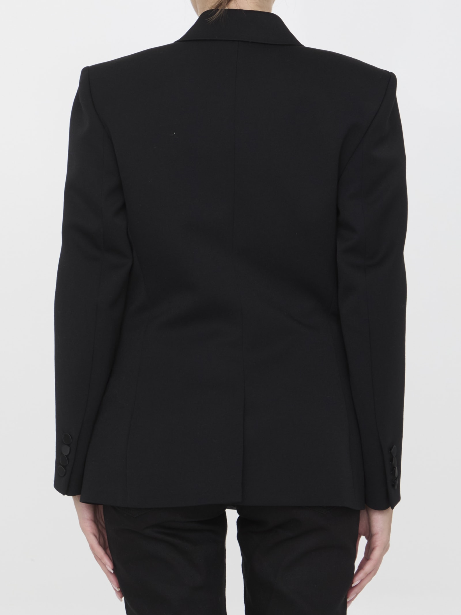 Shop Saint Laurent Tuxedo Jacket In Grain De Poudre In Black