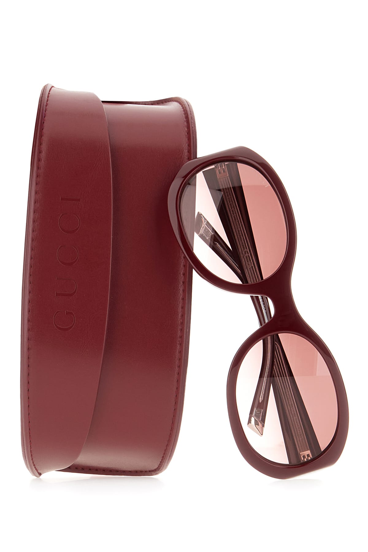Gucci Oval Frame Sunglasses With Tinted Lenses In Brown