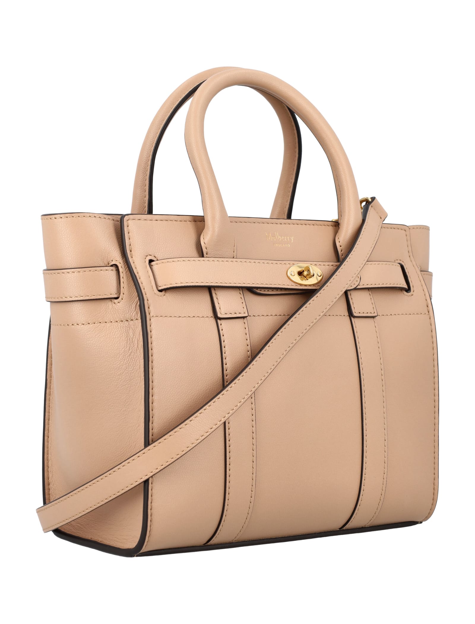 Shop Mulberry Mini Zipped Bayswater Bag In Maple
