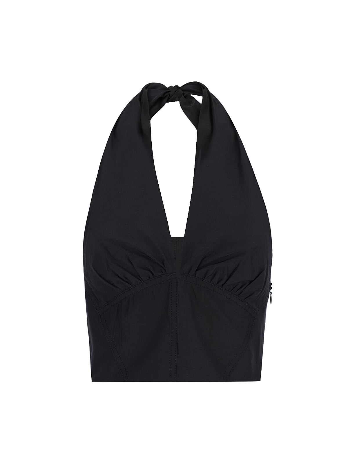 The Andamane Halterneck Sleeves Ruched Detailing In Black