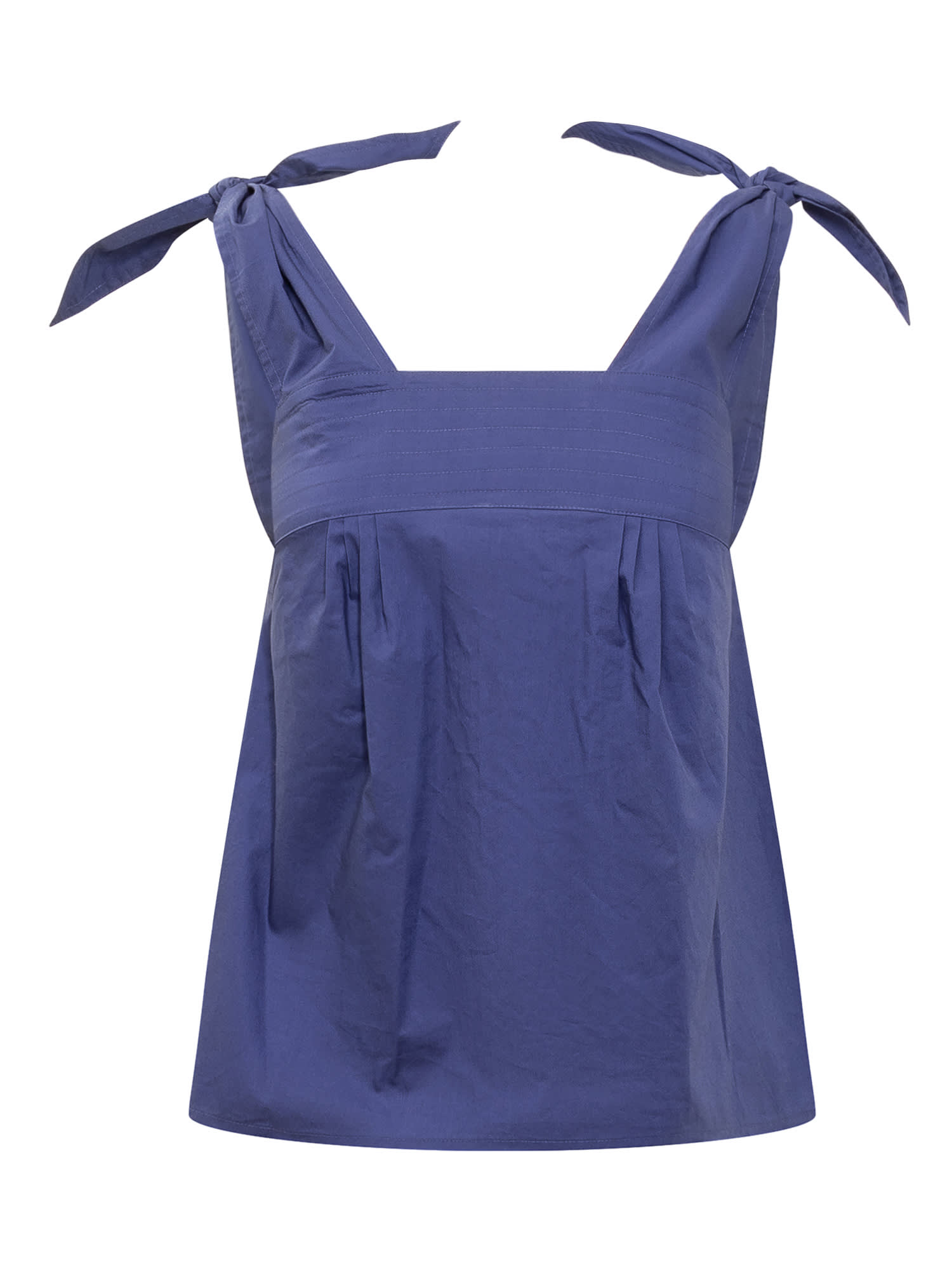 See By Chloé Top With Bows In Abyss Water