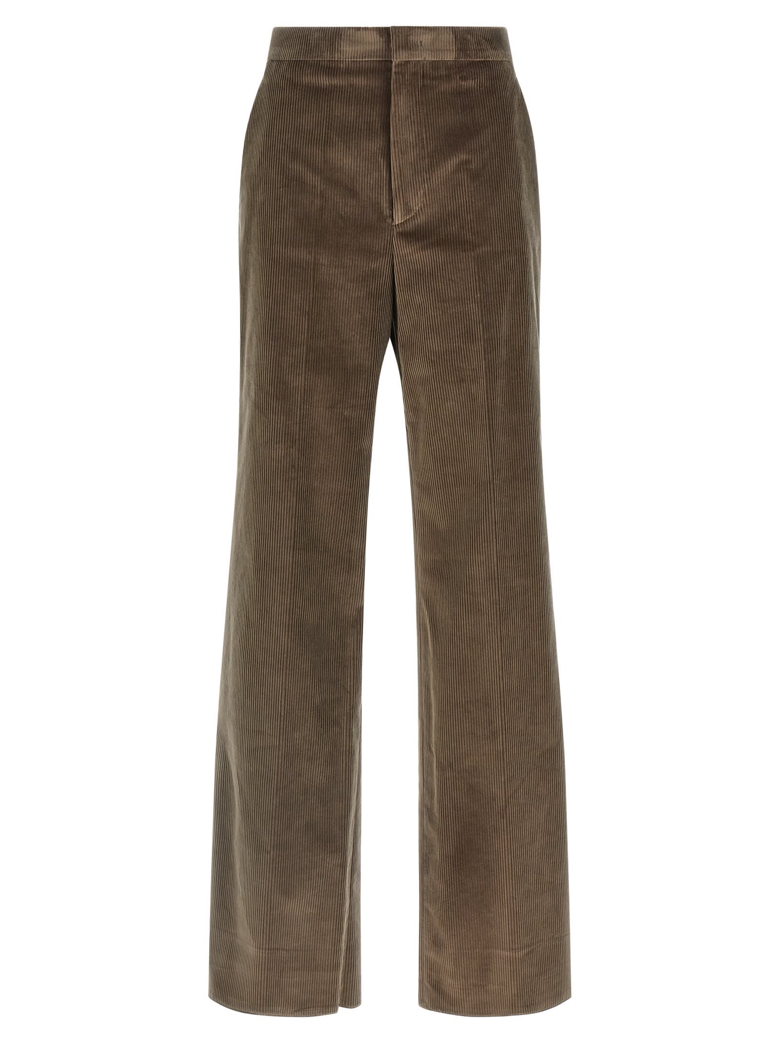 Tagliatore Wide Leg Corduroy Trousers And Pockets In Brown