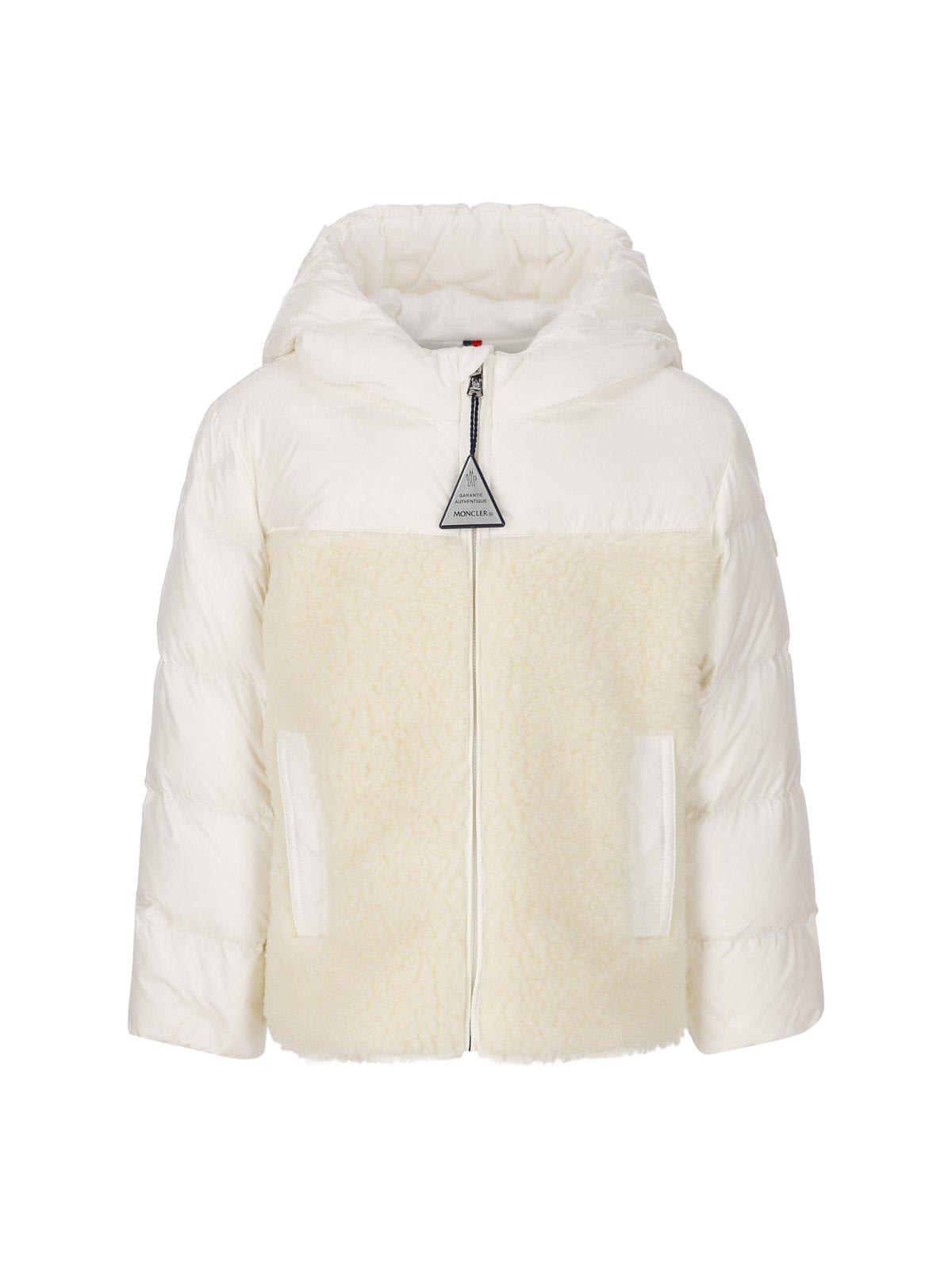 Moncler Babies' Zip-up Hooded Padded Jacket In Ivory
