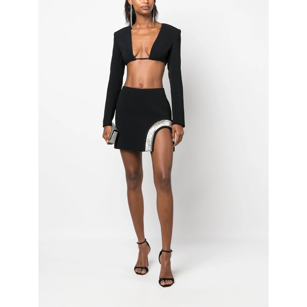 David Koma Plunging-neck Crop Top In Black