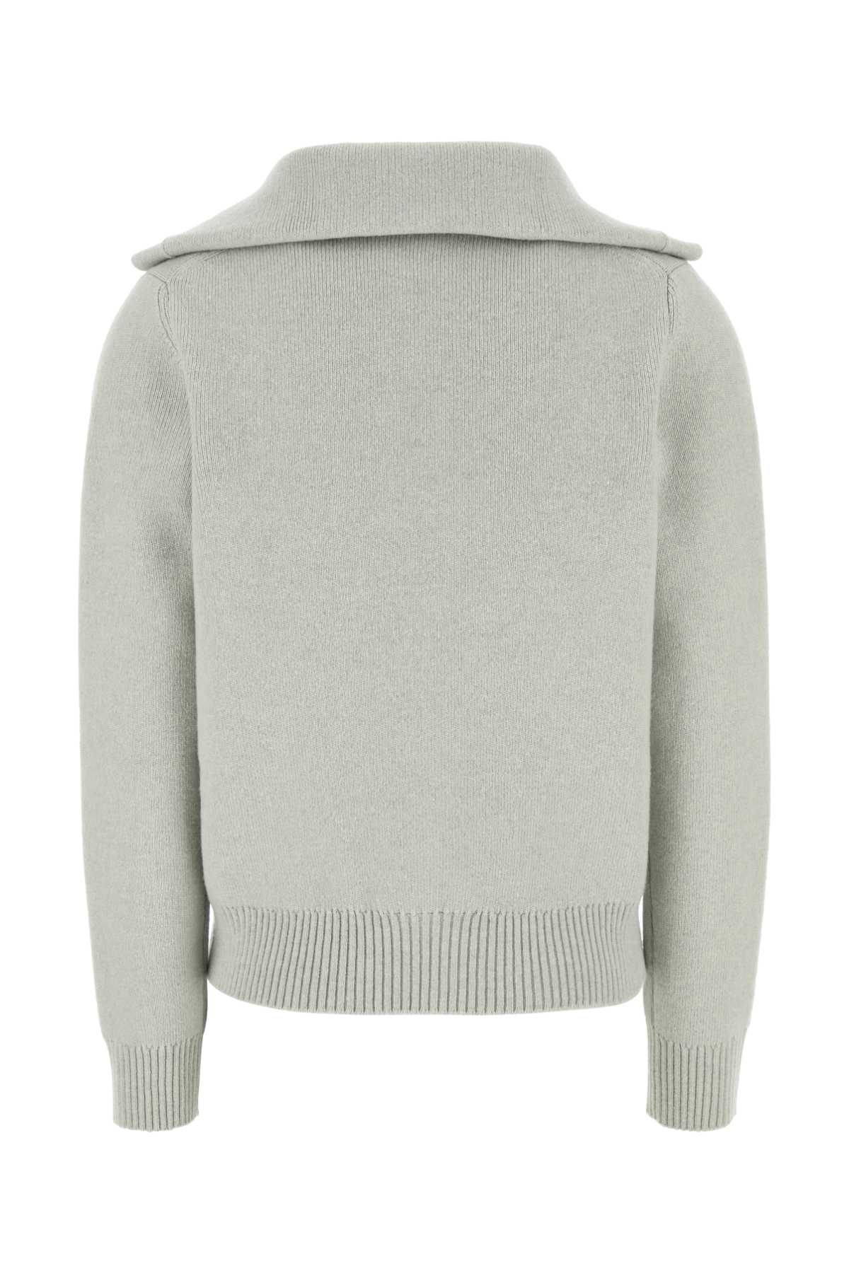 Shop Bottega Veneta Light Grey Wool Cardigan In Moon