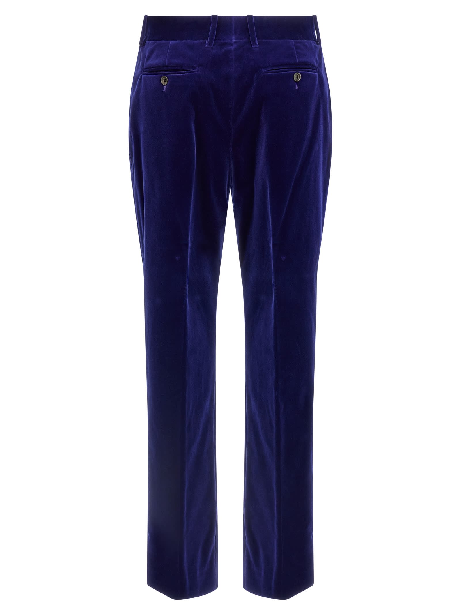 Tom Ford Luxe Velvet Trousers With Pockets And Loops In Blue