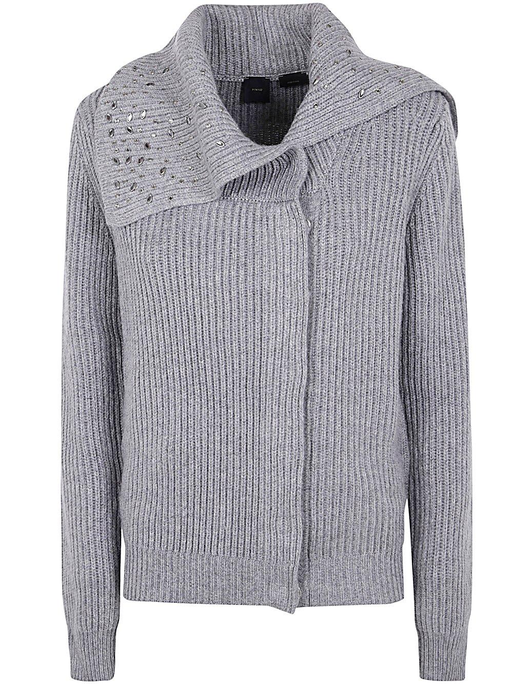 Shop Pinko Ashera Embellished Cardigan  In Silver