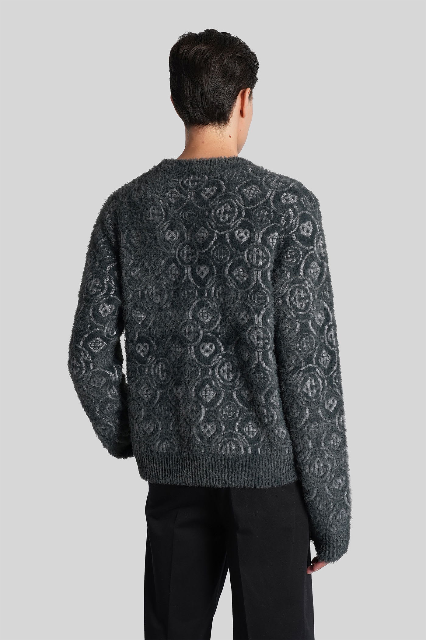 Casablanca Wool-blend Fluffy Monogram Sweater In Gray