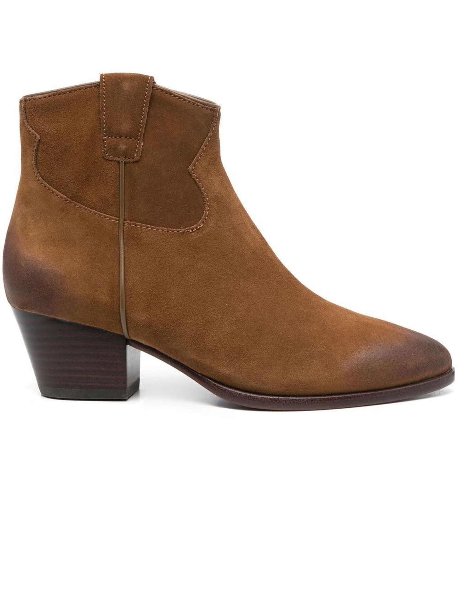 ASH BROWN SUEDE HOUSTON POINTED SUEDE BOOTS