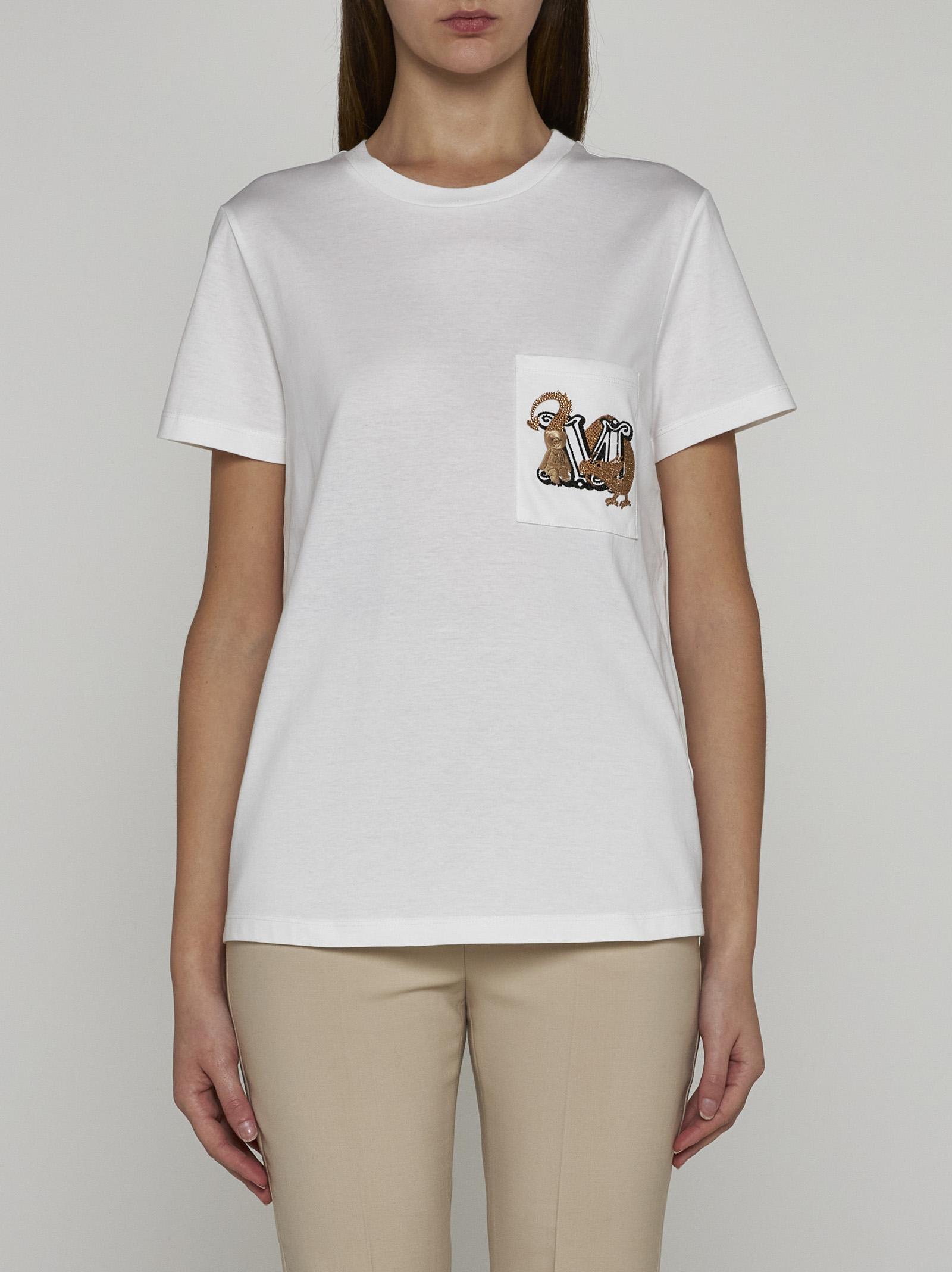 Shop Max Mara Elmo Logo Cotton T-shirt In White