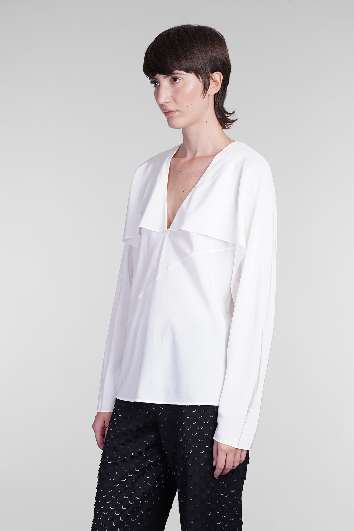 Shop Helmut Lang Blouse In White Silk