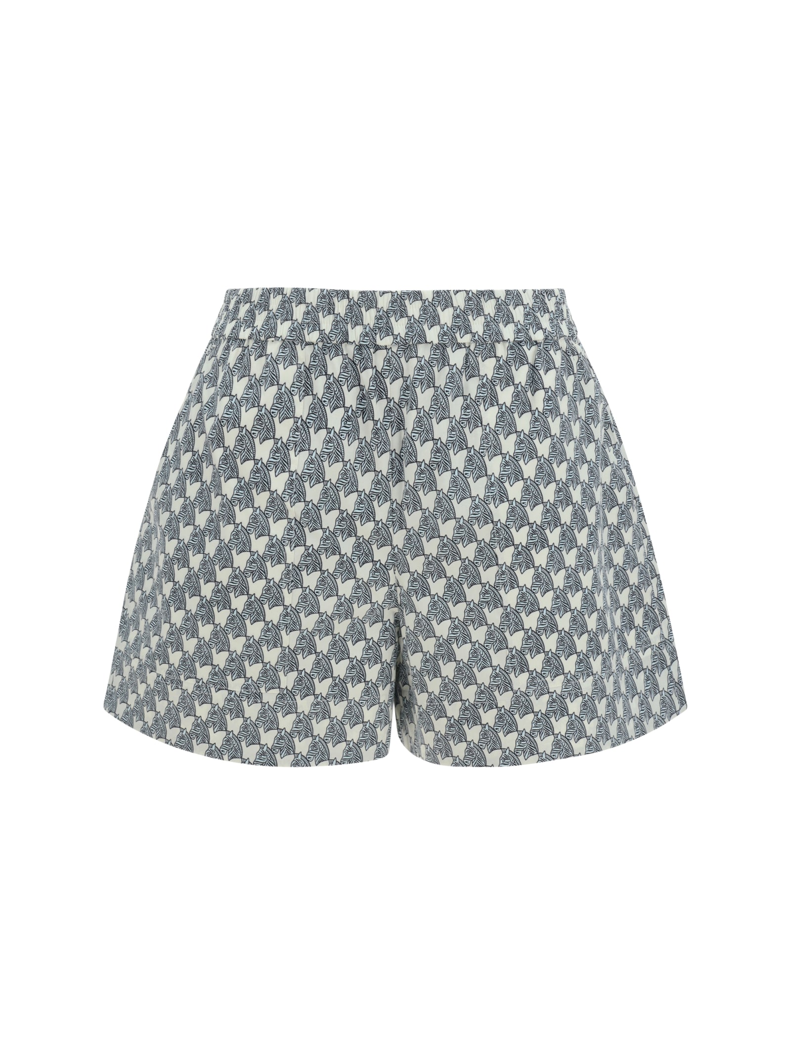 Shop Tory Burch Printed Cotton Poplin Shorts In Blue Mini Zebra