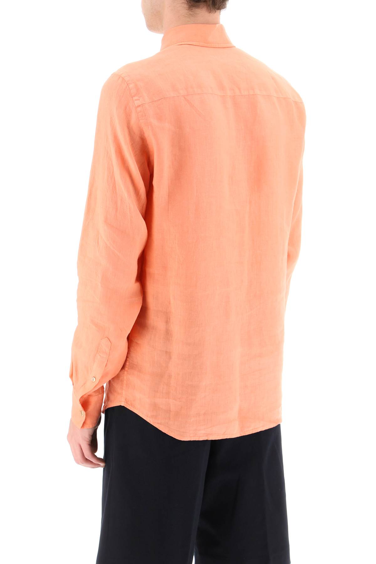 Shop Agnona Classic Linen Shirt In Coral (orange)