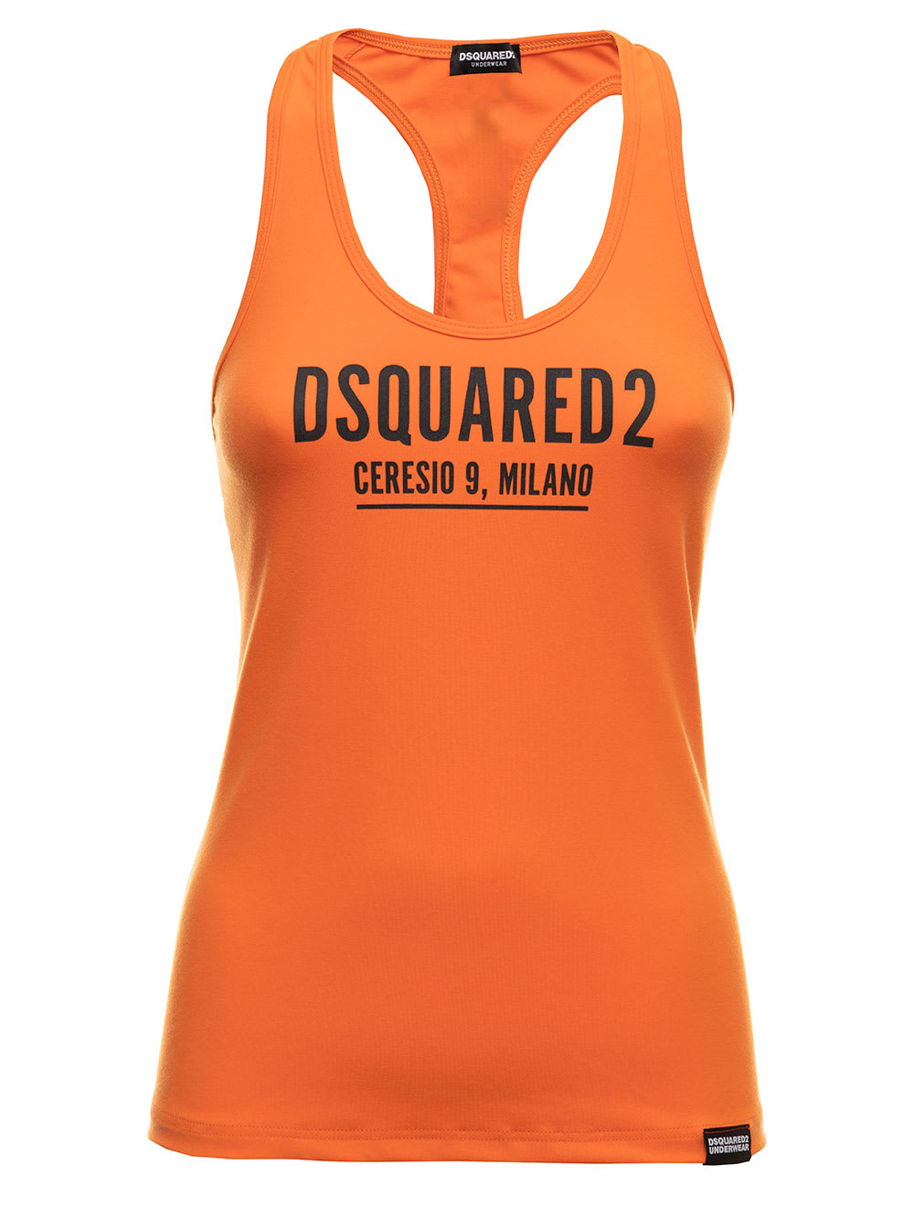 Dsquared2 D-squared2 Woman s Stretch Cottonorange Tank Top With Logo Print
