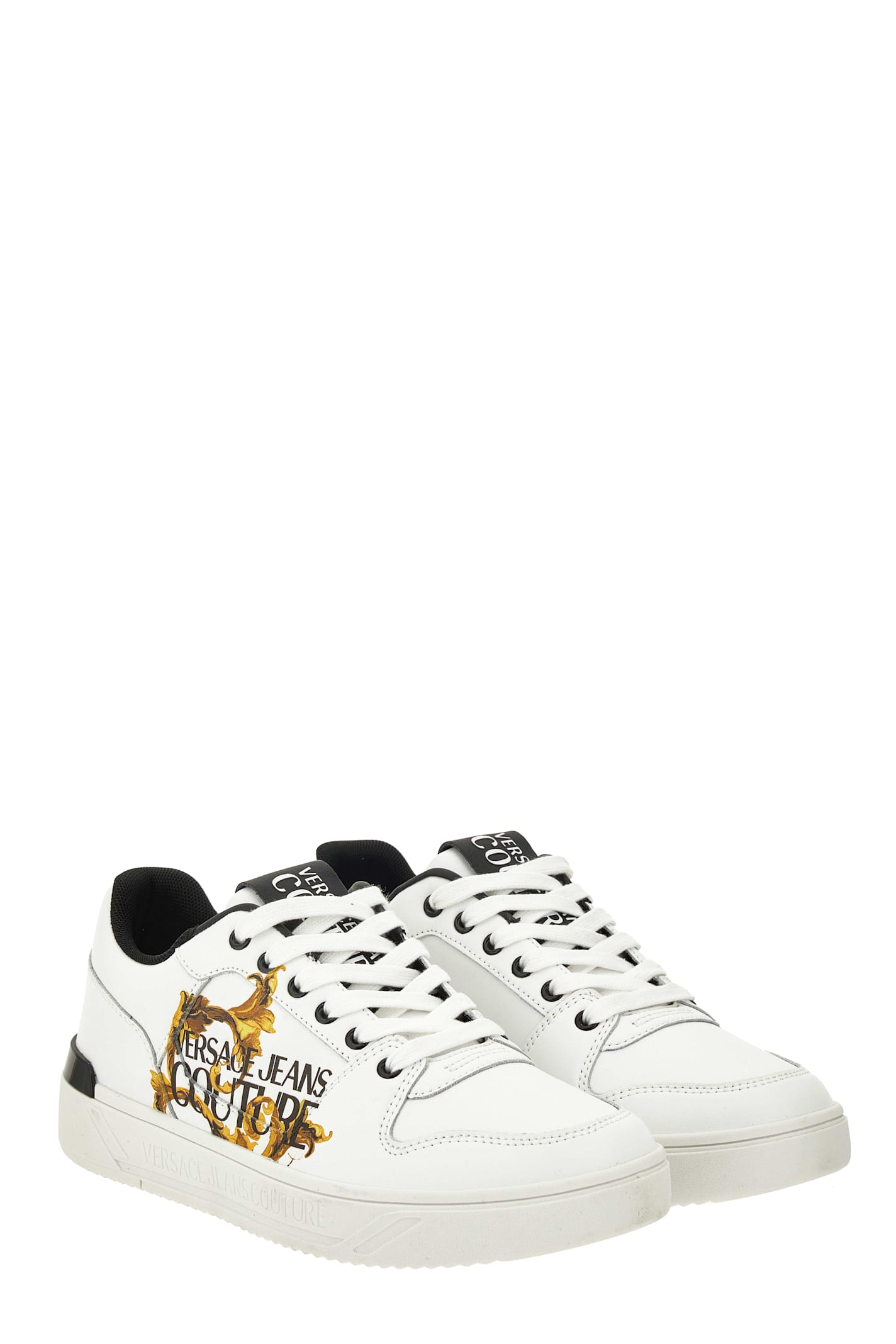 Versace Jeans Couture Logo-print Leather Trainers In White