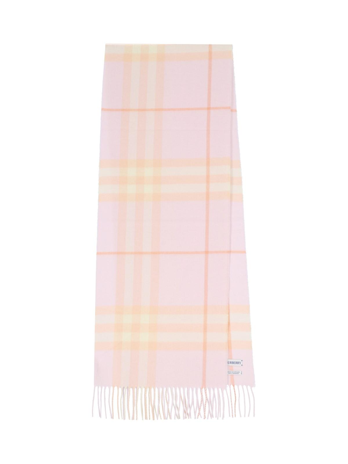 Shop Burberry Check Knit Scarf In Cameo