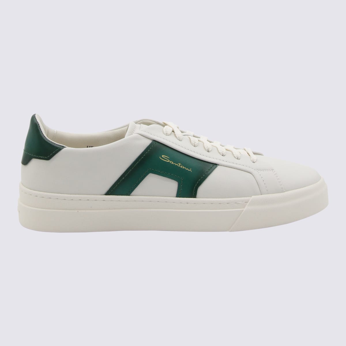 White And Green Leather Sneakers