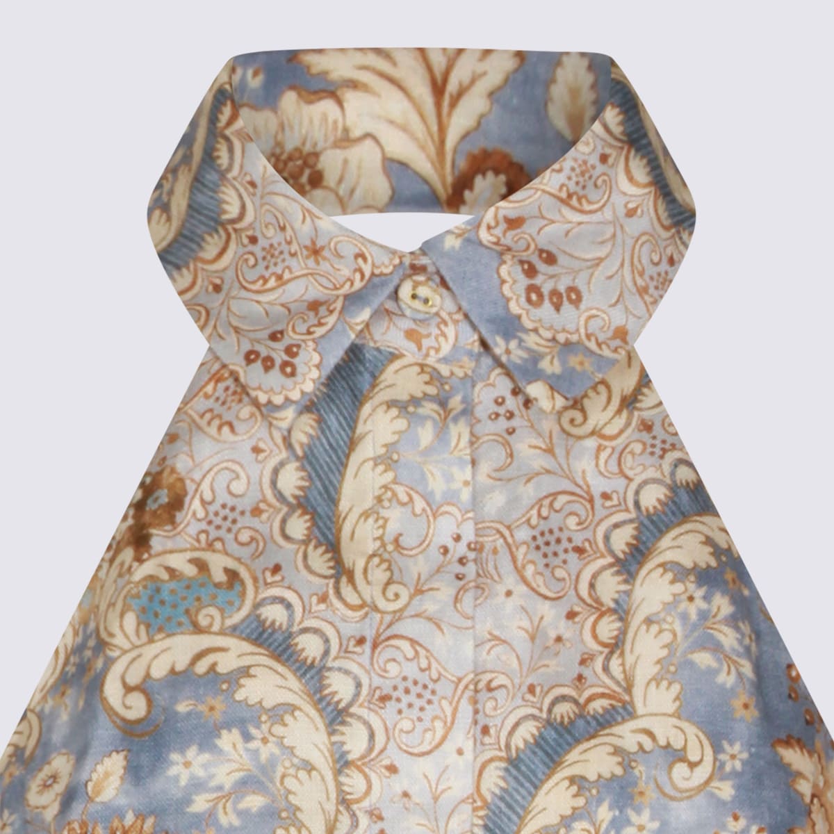 Zimmermann Damask Denim Linen Jumpsuit In Multi