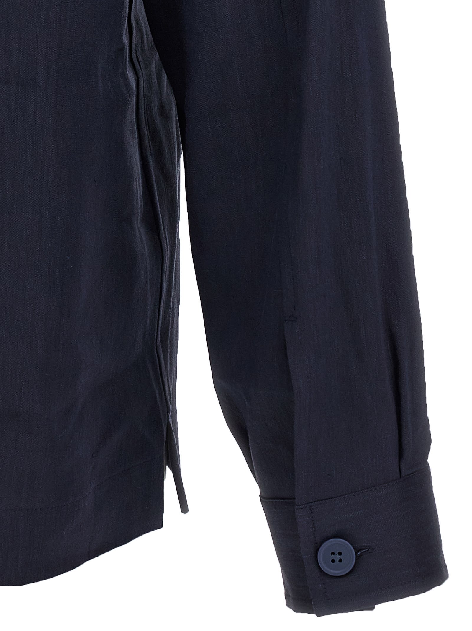 Hugo Boss Relaxed-fit Shirt In An Italian-made Linen Blend In Blue