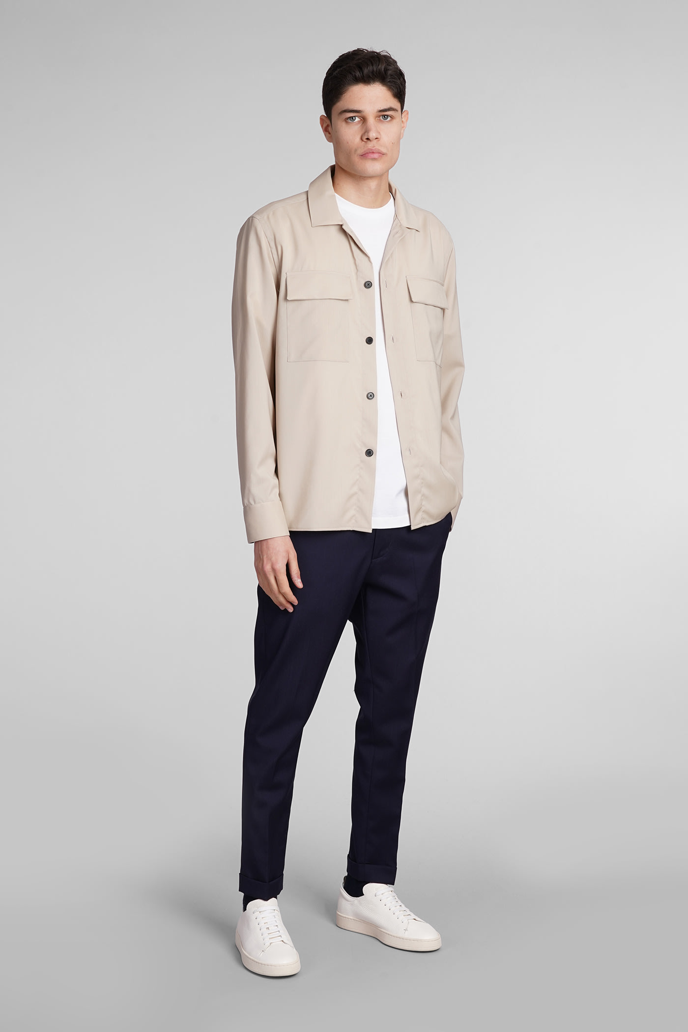 Shop Low Brand Shirt S134 Tropical Shirt In Beige Wool