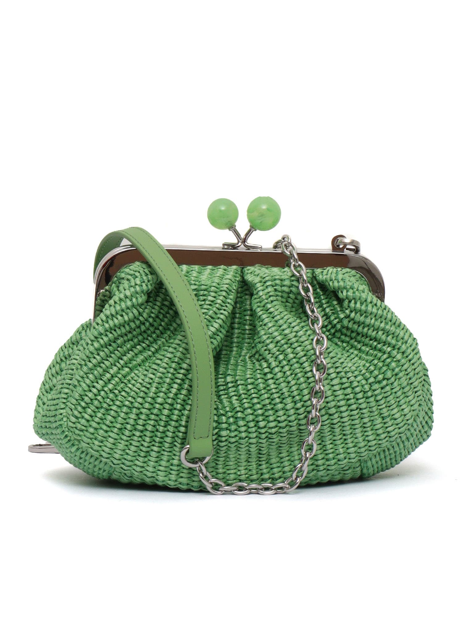 Weekend Max Mara Pasticcino Palmas Small Emerald Green Clutch Bag