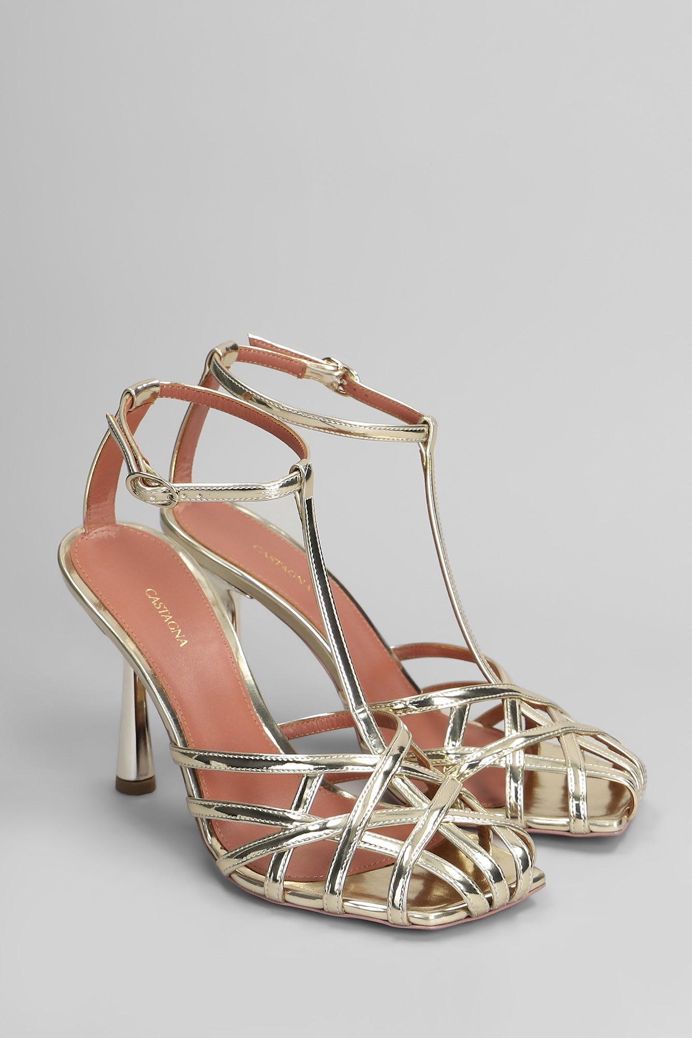 Aldo Castagna Lidia Sandals In Platinum Leather In Silver