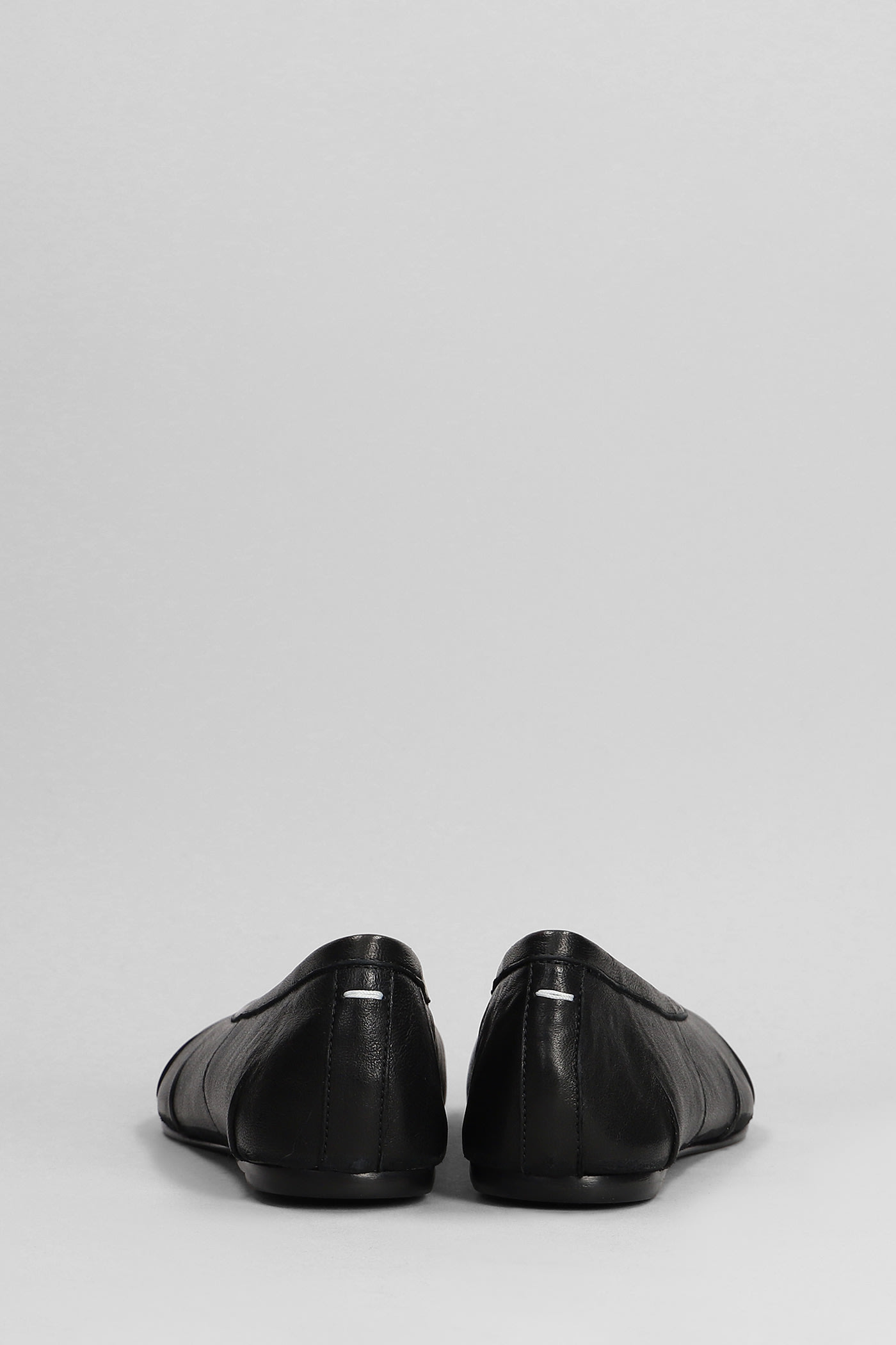 Shop Maison Margiela Tabi Ballet Flats In Black Leather
