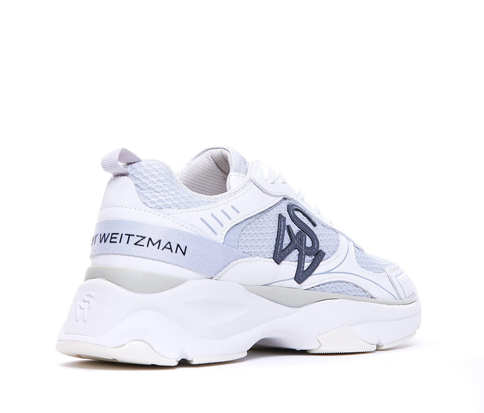 Stuart Weitzman Leather And Mesh Sneakers In White