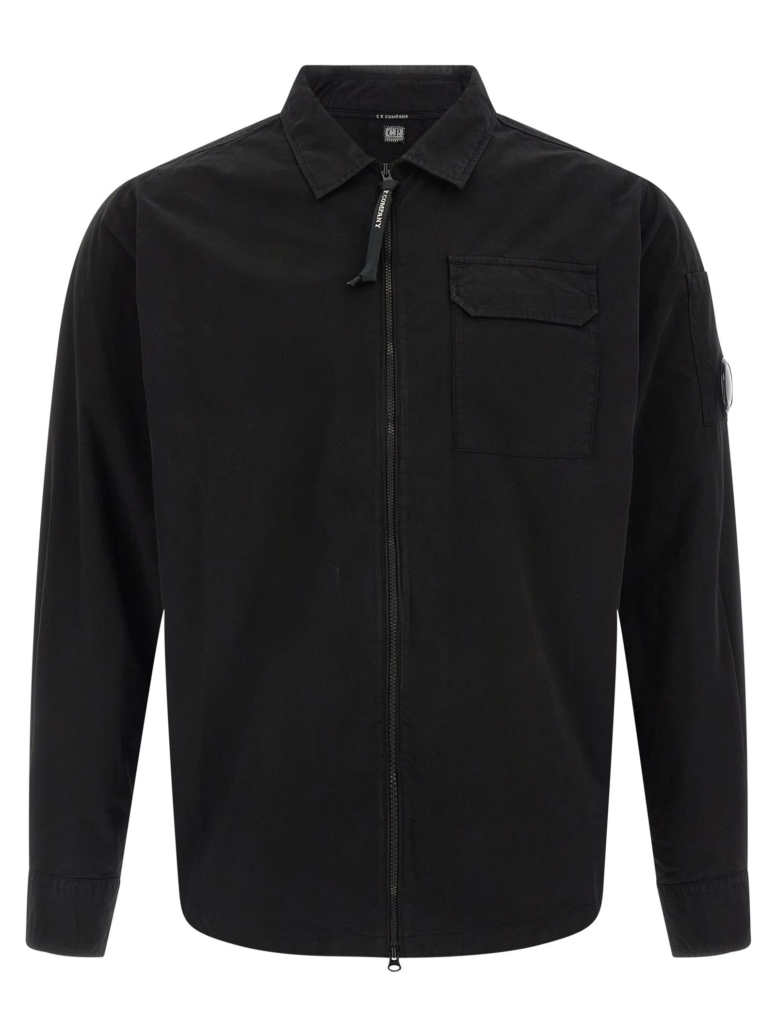C.p. Company C.p.company Organic Gabardine Zipped Utility Overshi In Black