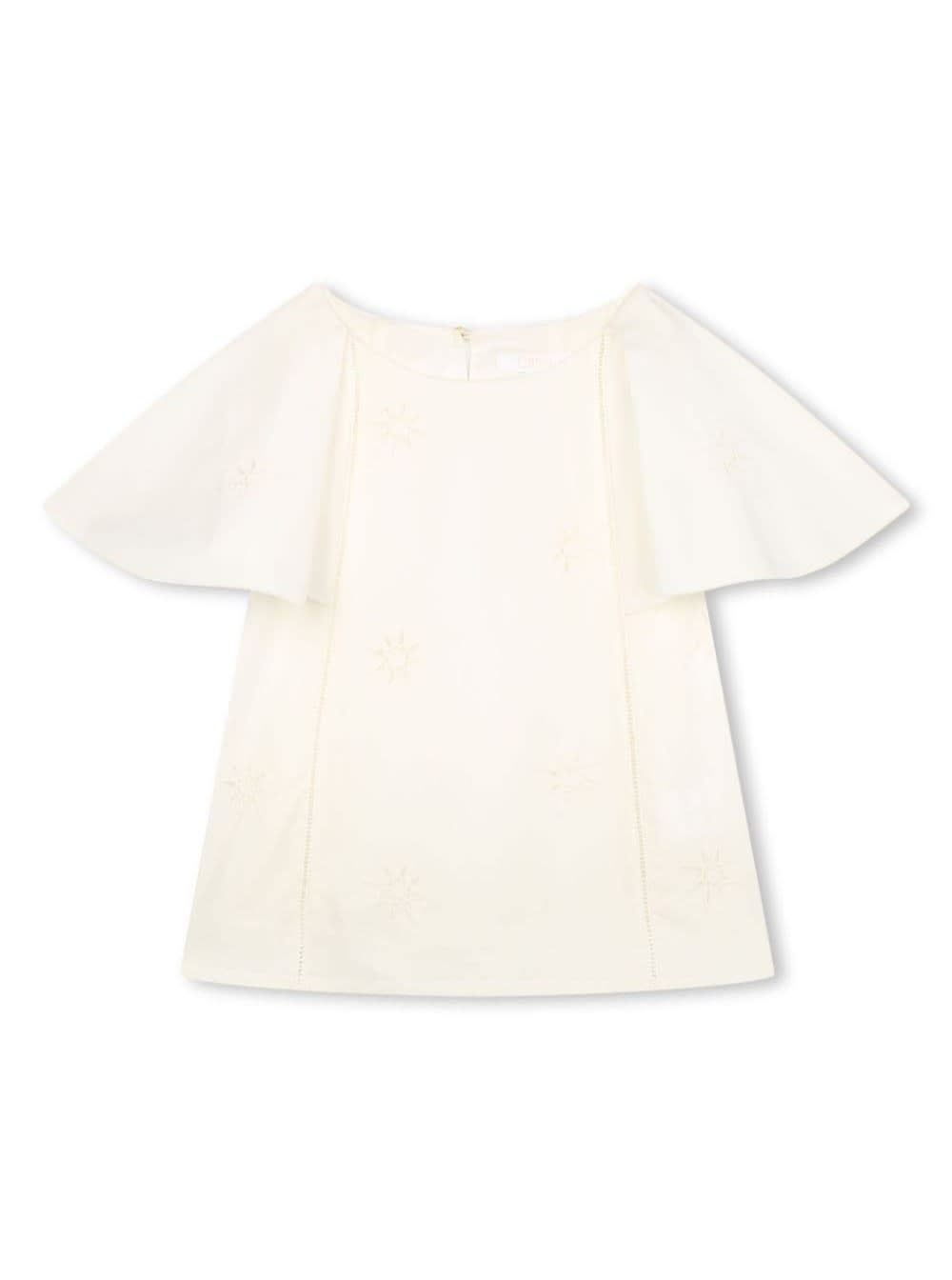 Shop Chloé White Shirt With Cap Sleeveles In Cotton Girl