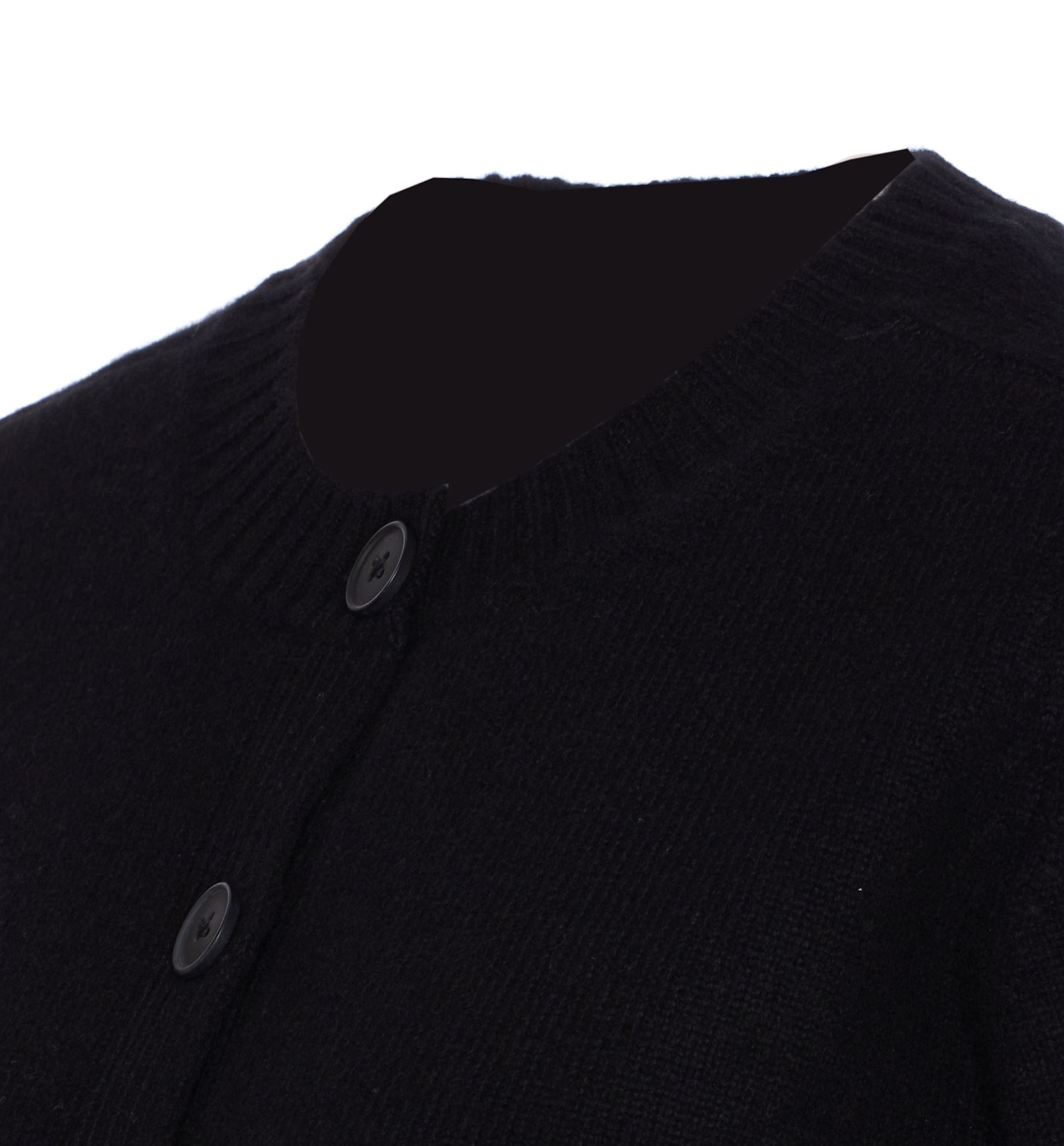 Loulou Studio Ribbed Crewneck Crop Knitwear With Long Sleeves In Black